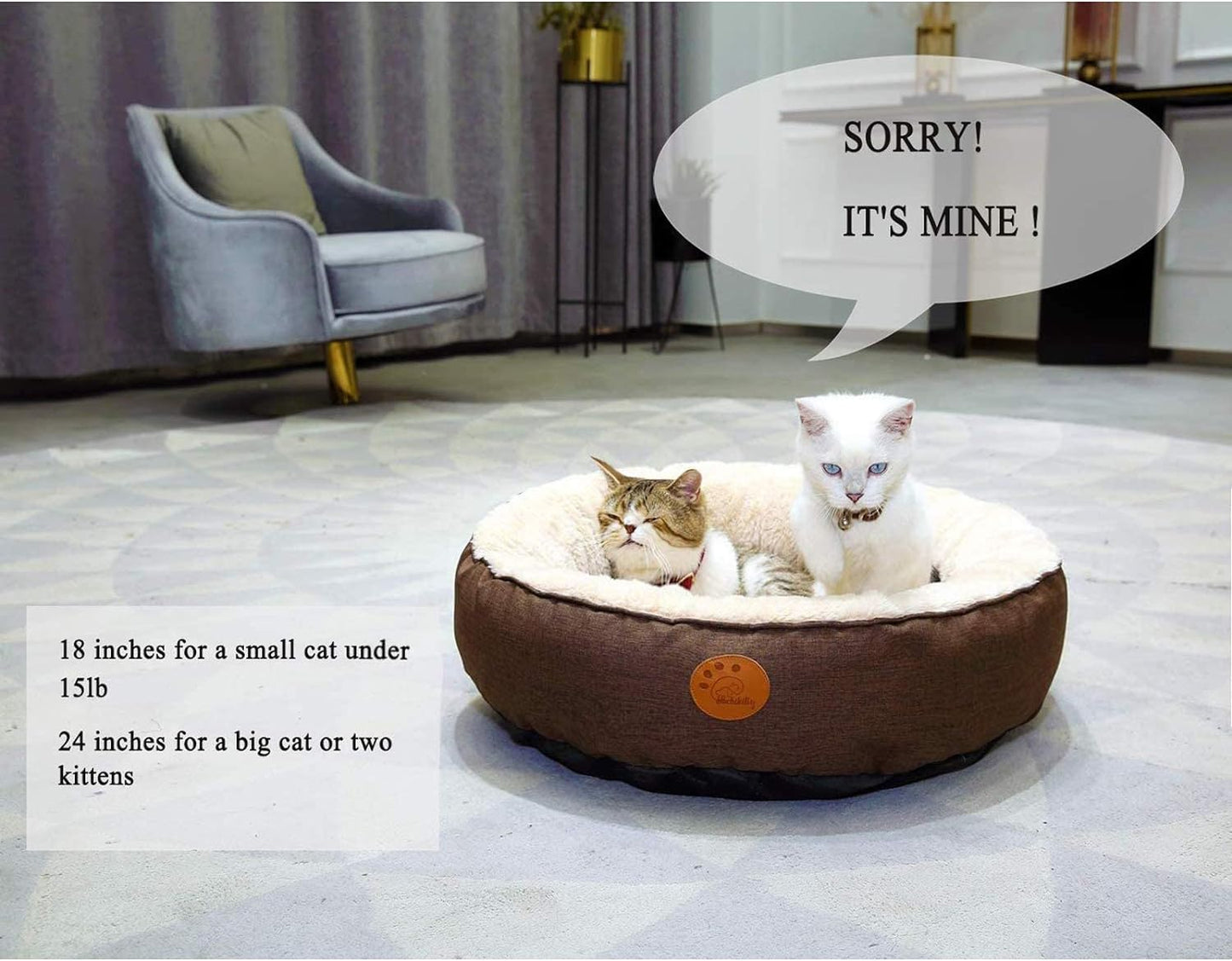 Washable Donut Cat Bed - Round, Machine Washable, Medium & Small Sizes