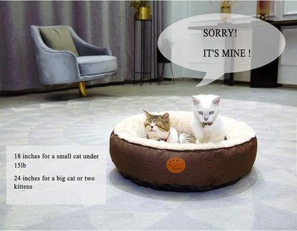 Washable Donut Cat Bed - Round, Machine Washable, Medium & Small Sizes