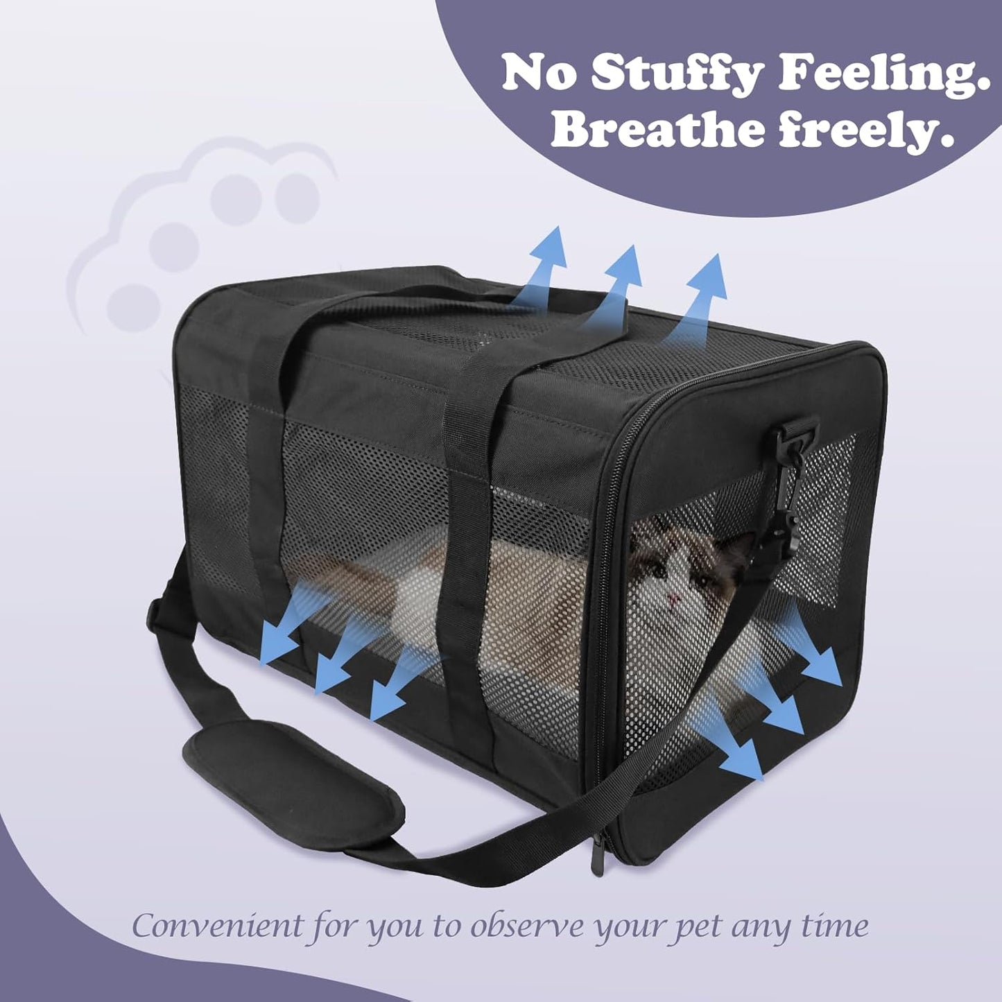 Cat Carrier Dog Carriers for Small Dogs Soft Slided Airline Approved Collapsible Pet Travel Carrier, Small (16.3" L X 11.8" H X 12.4" W)