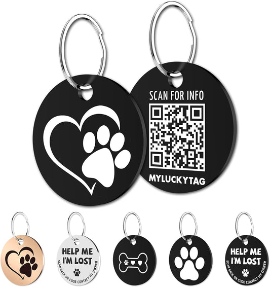 Stainless Steel QR Code Dog Tags - Scan QR for Instant Pet Location Alert Email