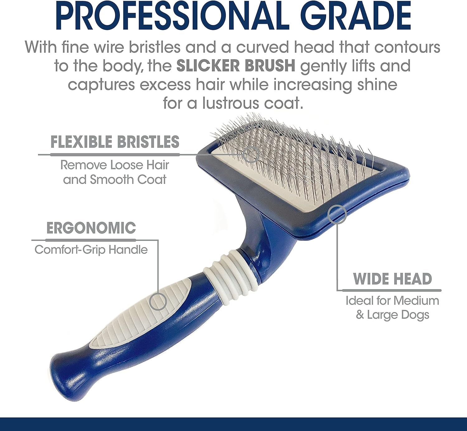 Magic Coat Professional Series Grooming Brush for Dogs & Cats, Reduces Shedding, Stimulates Coat'S Natural Oils, Ergonomic Design, Ideal for Medium, Long, Curly, and Wiry Coats